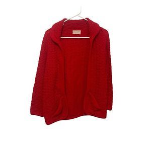 Bams Knits San Francisco Red Knit Cardigan With Pockets 100% ACRILAN ACRYLIC FIB